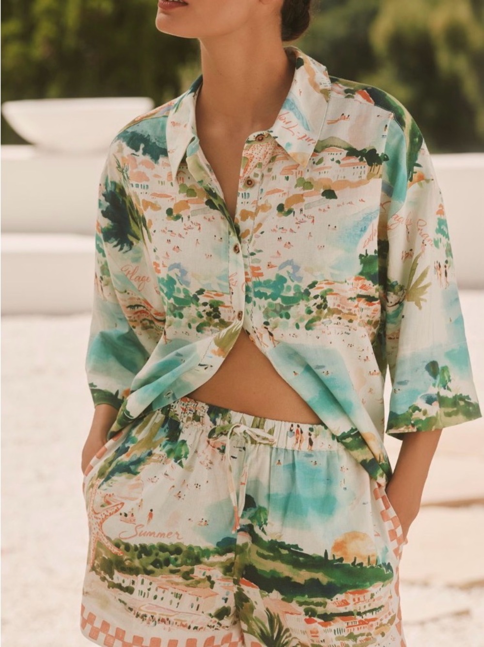 Anthropologie - Celandine Linen Blend Drawstring Shorts